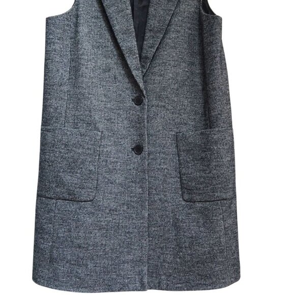 J. Mclaughlin Cate Wool Blend Tunic Black White Houndstooth Vest Classic - Picture 9 of 14